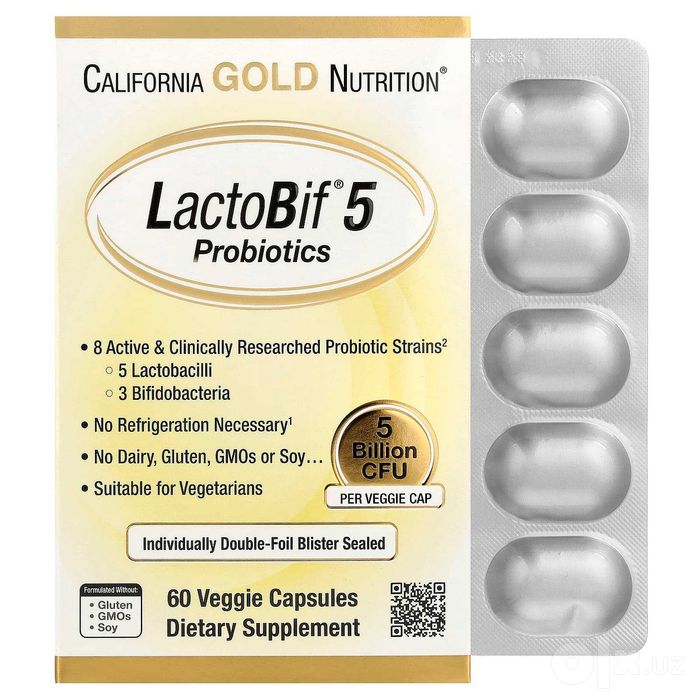 Пробиотики LactoBif, California Gold Nutrition, 5 млрд КОЕ, 60 капсул