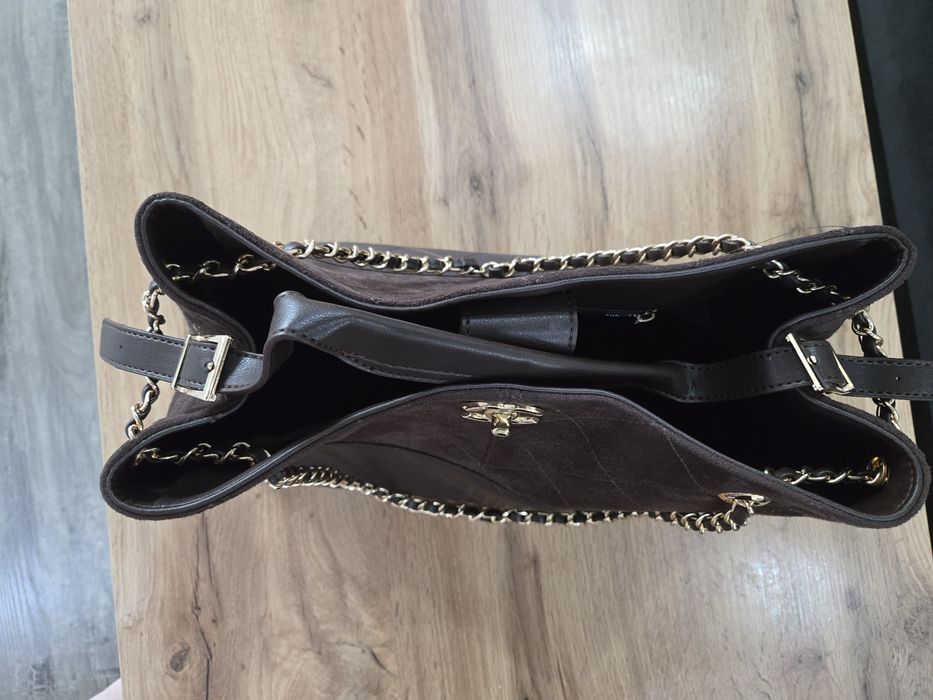 Чанта кожа и велур