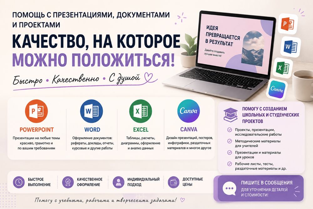 Презентации Power Point/Canva/Word/Excel. Проекты и уроки