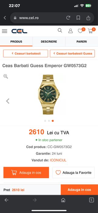 Ceas Guess, nou cu eticheta