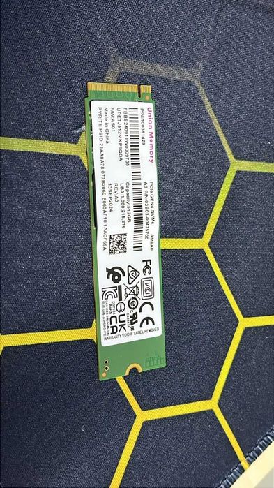SSD БУ M.2 NVMe 512 ГБ Union Memory PCIe 4.0 x4 100% +1 мес гарантия