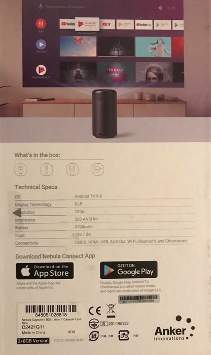 Продава мултимедия  Anker Nebula Capsule II и статив. Нови!  950 лв.