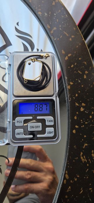 Lant barbat piele cu pandant din aur cu diamante