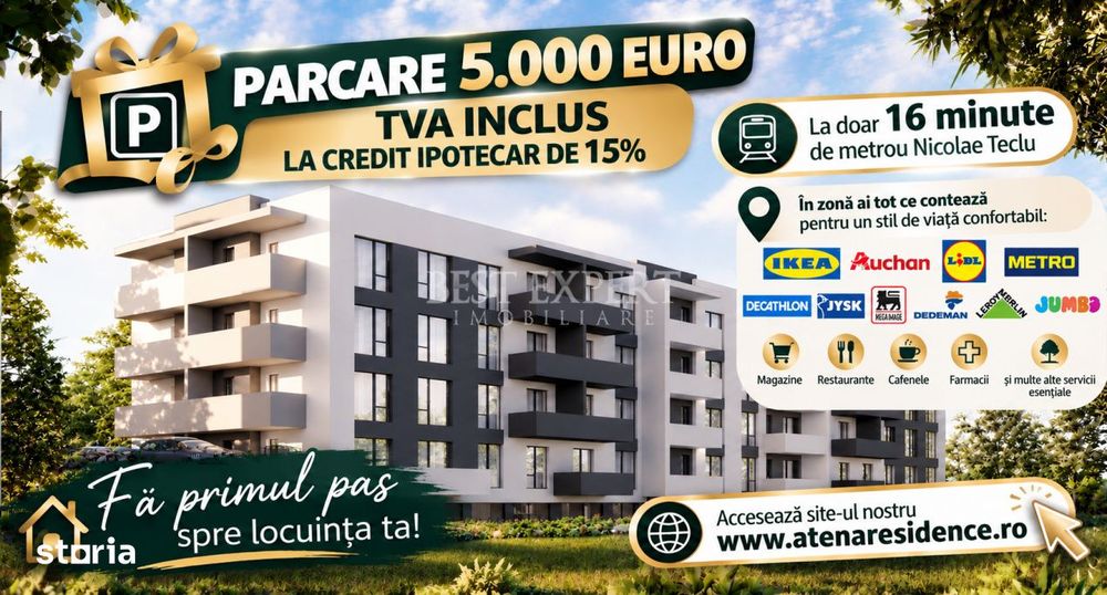 2 Camere Premium | Parcare Acoperita | Avans 15 % | Incalzire in Pardo