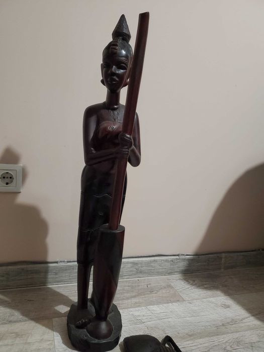 Statueta din Lemn masiv stil egiptene cu 2 tablouri pentru perete