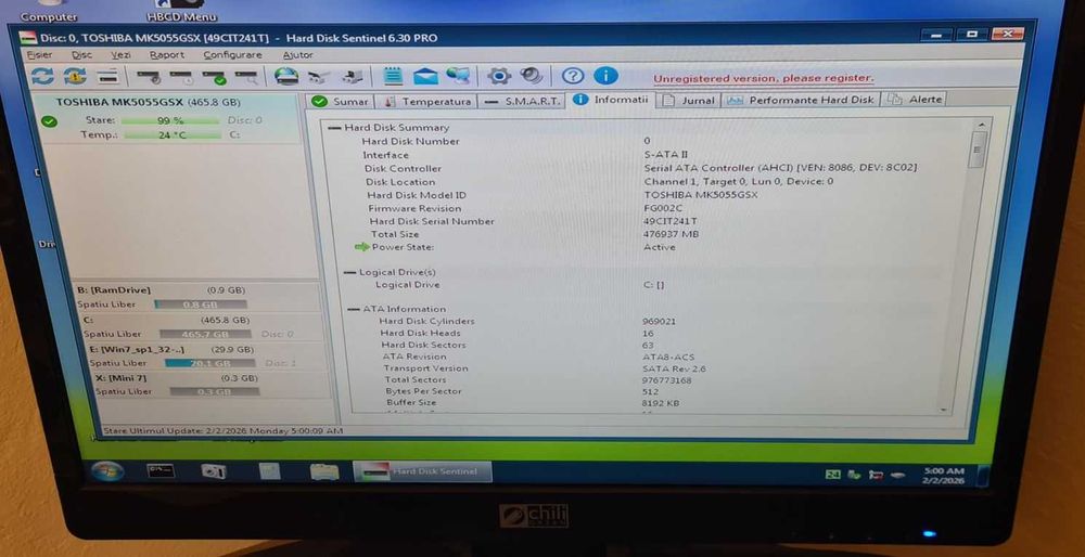 18.HDD Hard Disk Laptop Toshiba 500Gb 5400rpm 8MB SATA II
