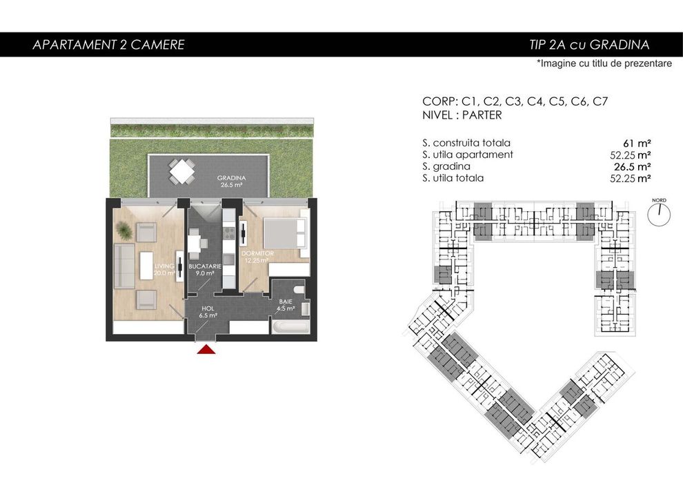 2 camere decomandat cu Gradina proprie - Atria Resort - Sos. Chitilei