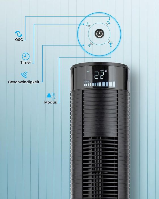 Вентилатор тип кула PureMate 97 см, 45W, Дистанционно управление
