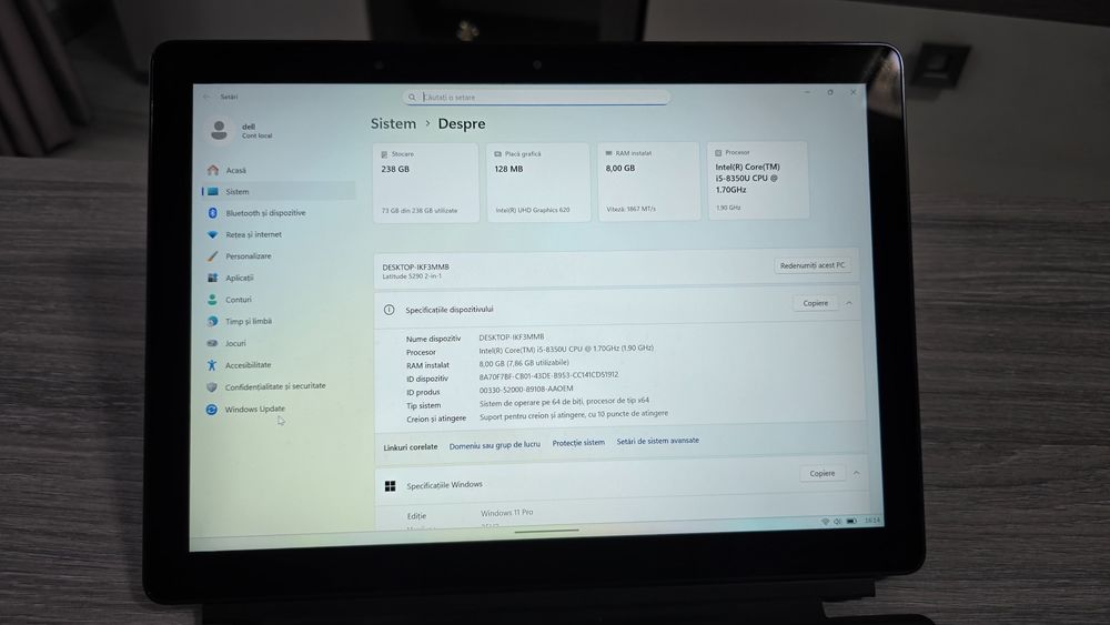 Laptop/tableta dell 2in1 i5 gen8, ssd256, toucscreen