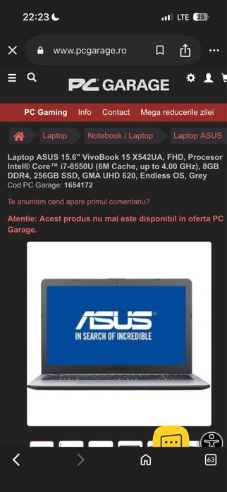 Asus x542u i7 8gb ram 256 ssd