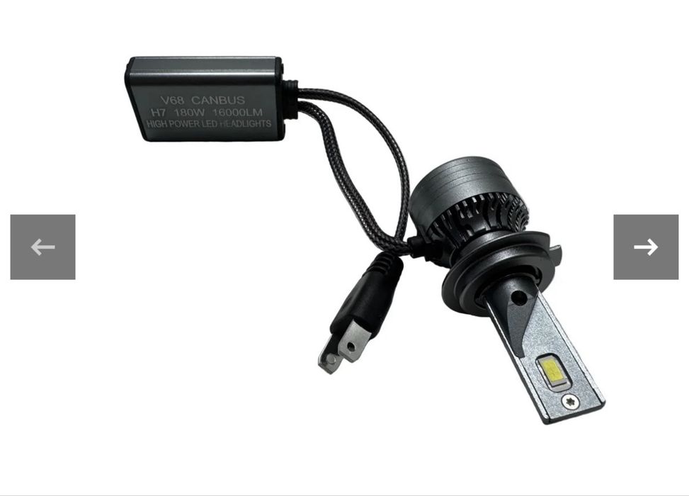 Set 2 Becuri LED Auto V68 H7, Canbus - 180W, 16.000LM, 6000K