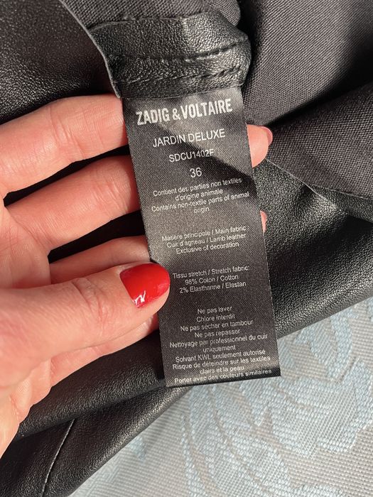Zadig & Voltaire Deluxe, fustă neagră, 100% piele foarte fină de miel