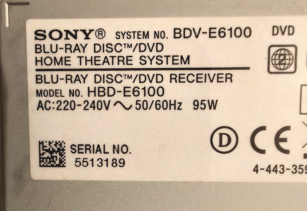 DVD Home Cinema BluRay Sony DVB E6100