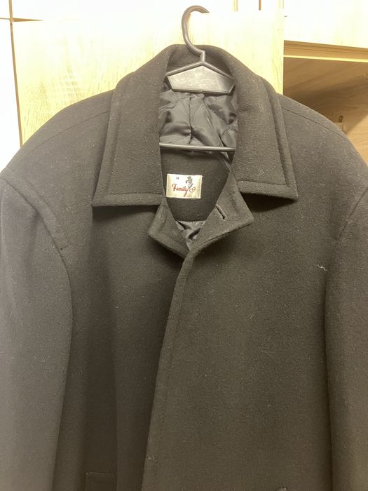 Дебело дълго черно мъжко палто размер 52