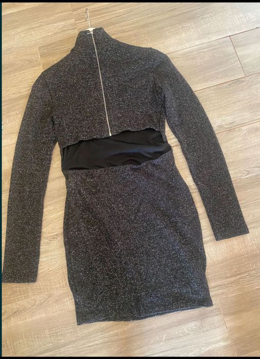 Официална блестяща рокля XS гол гръб