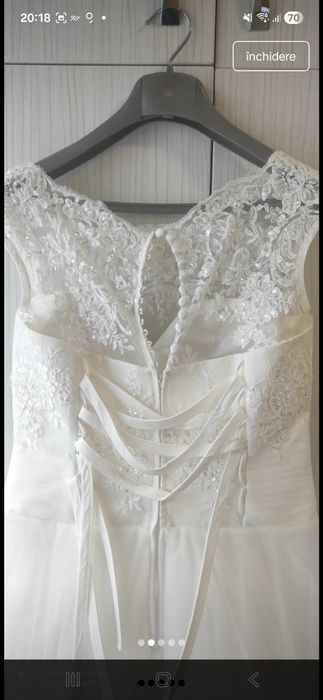 Rochie de mireasa în stare foarte bună, spălată si igienizat potrivită pentru o fata mărimea M, înălțime 158 cm cu tocuri   sau 165 fara