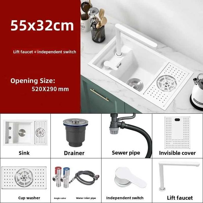 Мини мултифункционална кухненска мивка с капак