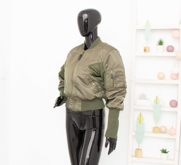 ALPHA INDUSTRIES MA-1 Cyber дамско яке бомбър зелено сатенено късо XS