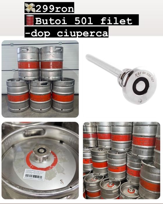 Butoaie inox 50/60l cu filet si robinet bere vin