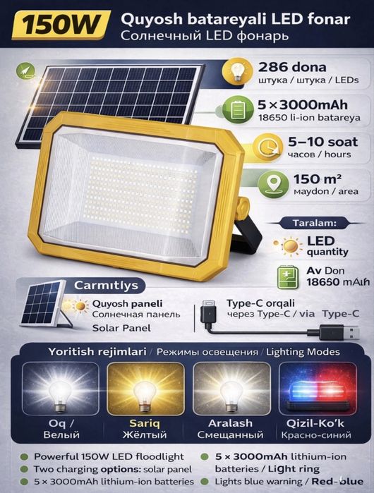 Фонарь led 150 w , k-132