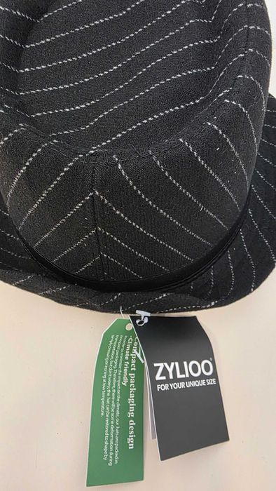 Pălărie Zylioo Trilby Fedora cu lână, 60 cm L – neagră cu dungi