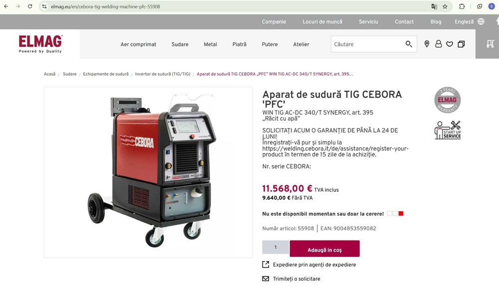 Aparat de sudura Cebora TIG AC-DC 340/T SYNERGY Racire apa
