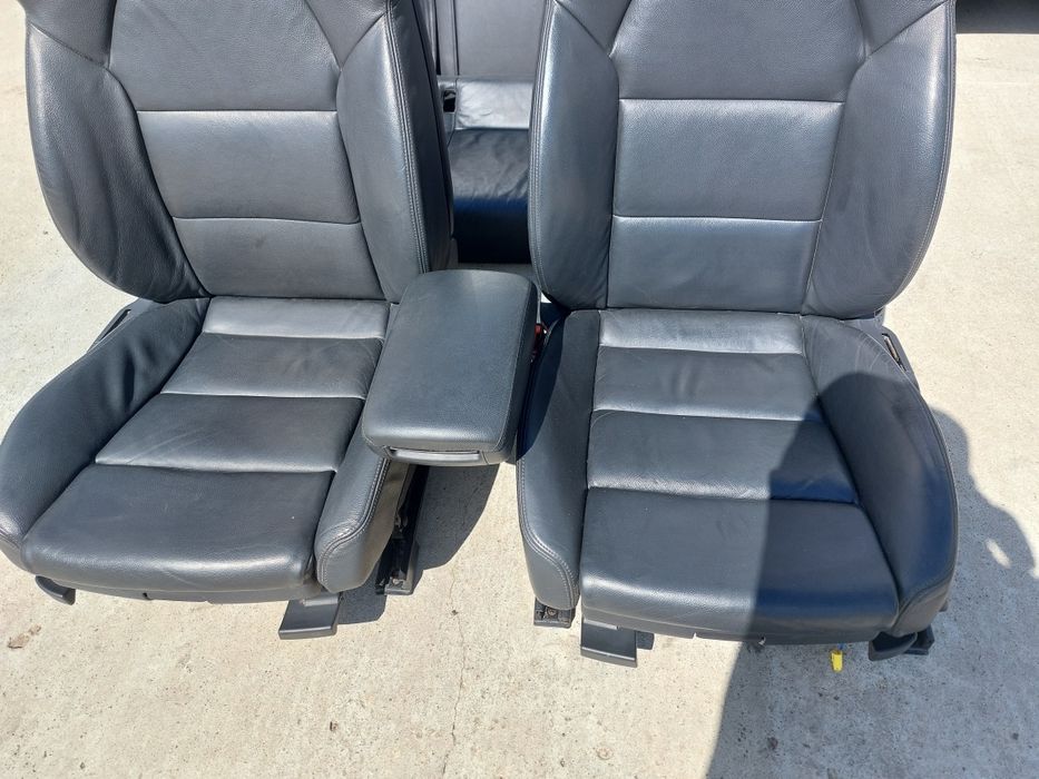 Set interior S-line Sline Audi A6 C6 4F piele neagra model 2004-2011 scaune fata + banchete rabatabile + cotiera