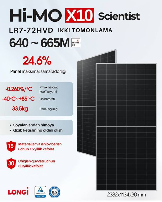 Quyosh paneli 640w-665w