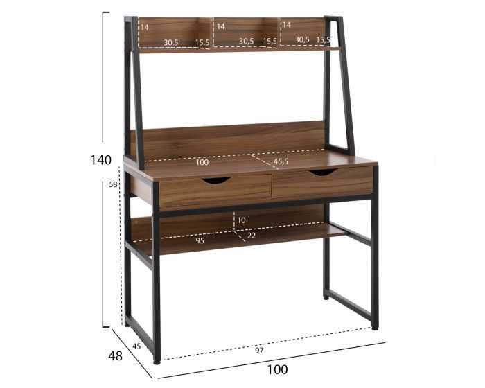 Бюро с библиотека и шкафове 100x48x139см - ΕΟ404 - Промоция !