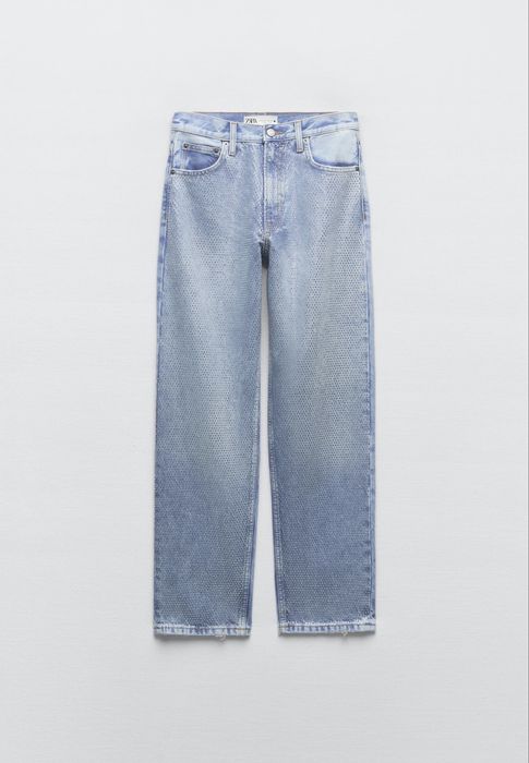 ZARA Rhinestone jeans дънки с камъни нови с етикет 34