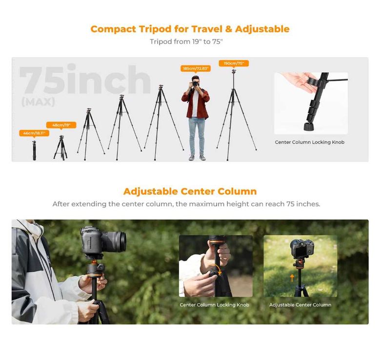 K&F Concept Професионален статив / трипод , товароносимост 8клг.