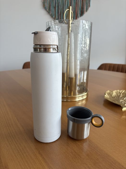 Termos cu pahar integrat, inox, alb