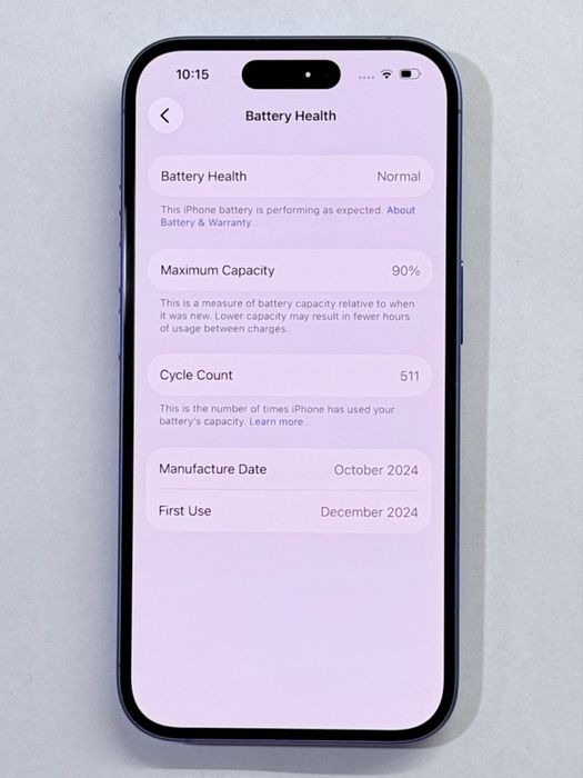 iPhone 16 Ultramarine 90% battery
