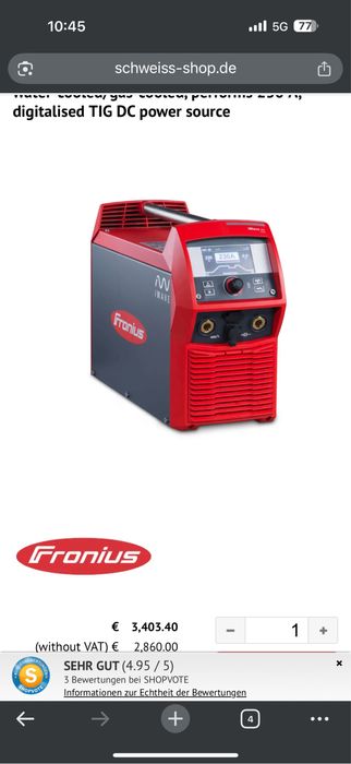 Aparat de sudura TIG AC/DC - Fronius iWave 230i