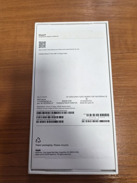 iPhone 17 Sage/Baterie 100%/Aspect impecabil, ca nou/Cu garantie