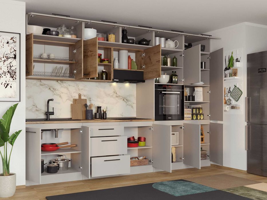 Set Mobila Bucatarie Linea 320 Casmir / Stejar C28 - Transport Gratuit