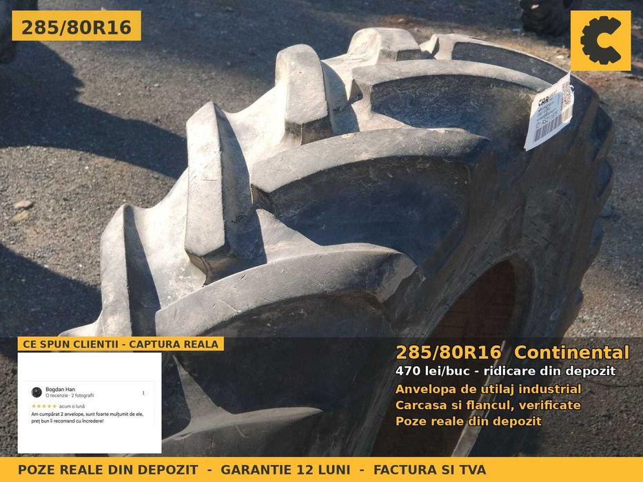 Anvelope Cauciucuri 285/80R16 285/80 R16 285 80 R16 2858016 Continental Incarcator Buldo si Industrial SH Second Hand VERIFICATA Garantie 1 An