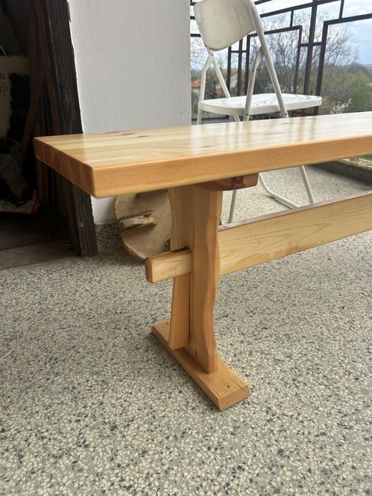 Масивна дървена маса с 2 пейки – нова, комплект