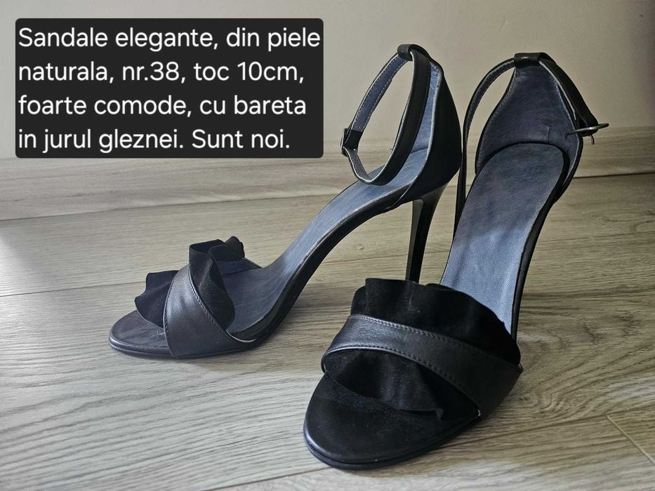 Sandale elegante din piele naturala cu toc Noi