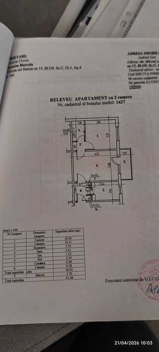 Apartament 2 camere SD, Mircea cel Batran