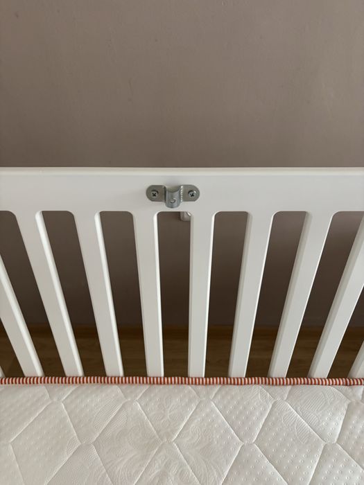 Бебешка кошар Azaria WOODY Бял, с люлка, с подвижна решетка, 60/120 см