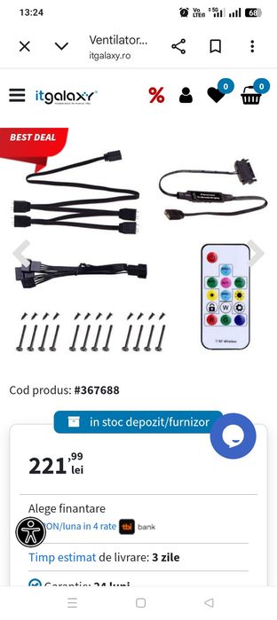 Set 3 Ventilatoare ID-Cooling DF-12025-ARGB Trio, 120mm – Nou / Sigilat