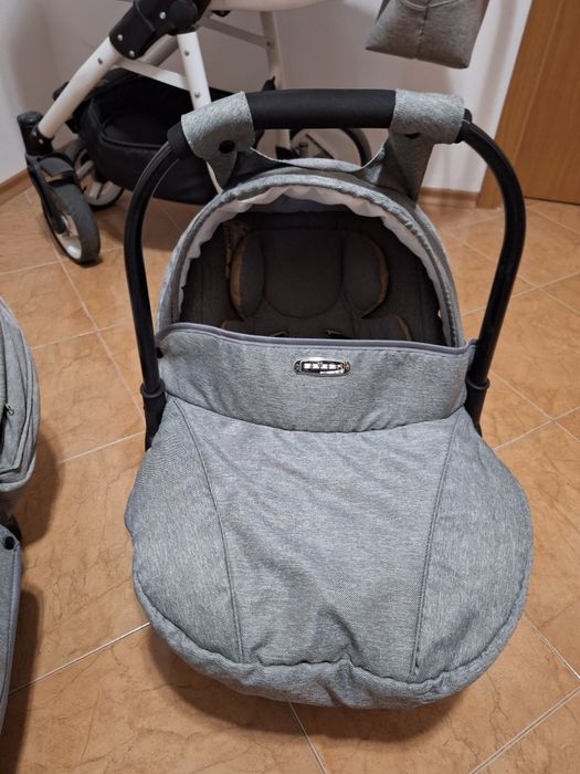 Бебешка количка 3 в 1 Adbor - Nemo len, сив лен