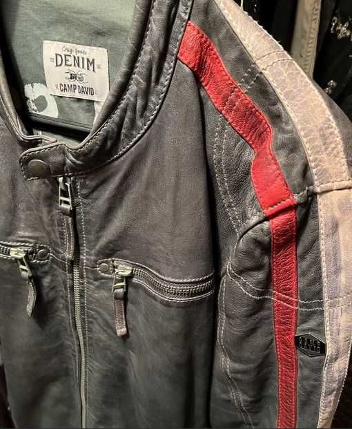 CAMP DAVID distressed,geaca piele aspect uzat. L
