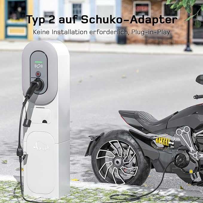 Адаптер тип 2 към Schuko щепсел за зарядно за ел автомобили и др.