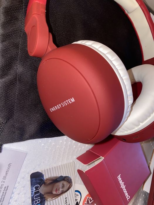 Casti wireless bluetooth alb/grena noi