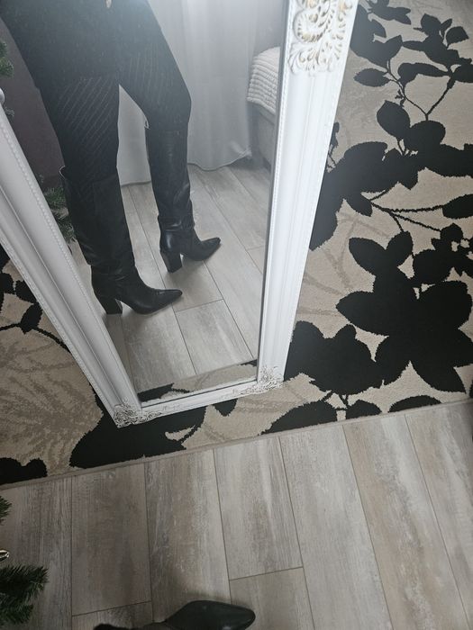 Cizme ciocate Zara piele naturala 37