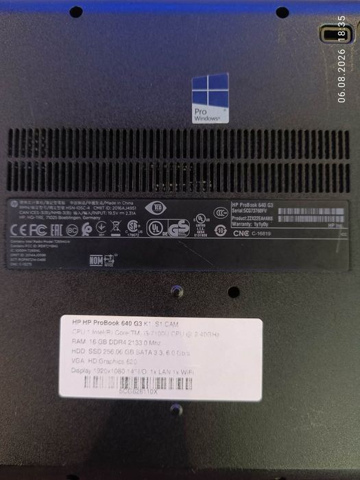 HP ProBook 640 G3 16GB ram