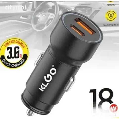 KLGO USB Type C + PD  , бързо зарядно устройство за кола - 18W
