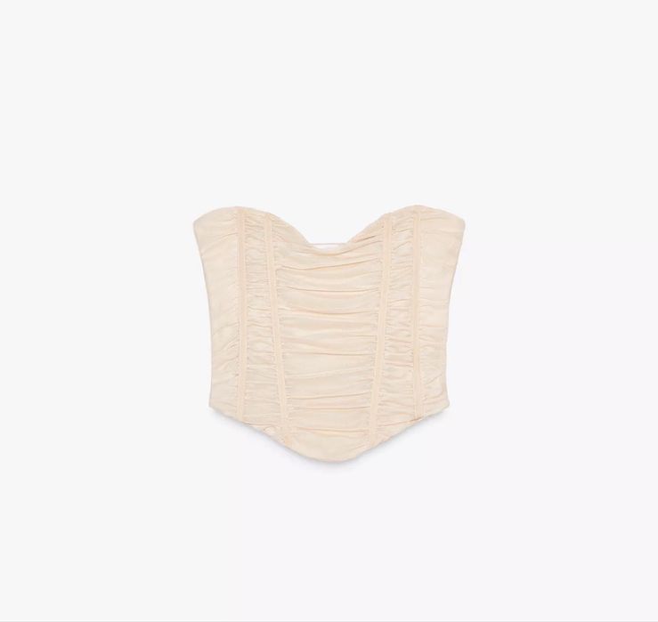 Нов ZARA Корсет / Бюстие от тюл в нюд S